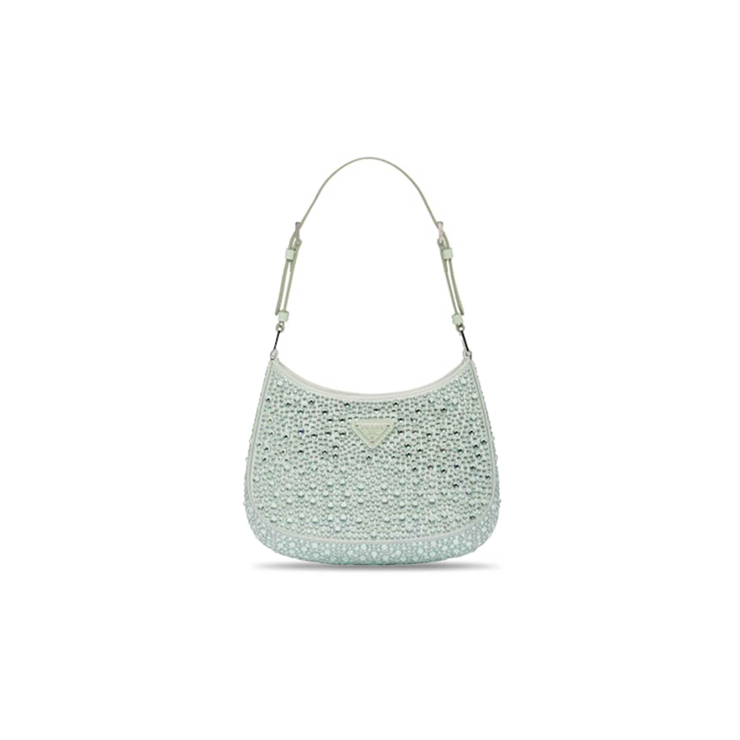 PRADA CLEO SATIN BAG WITH APPLIQUES 1BC169 (22*18.5*4.5cm)